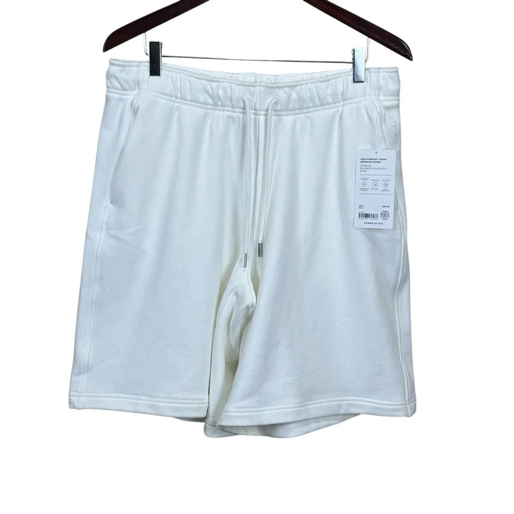 Athleta Women's Heavyweight Mid Rise Terry Bermuda Short Medium White NWT